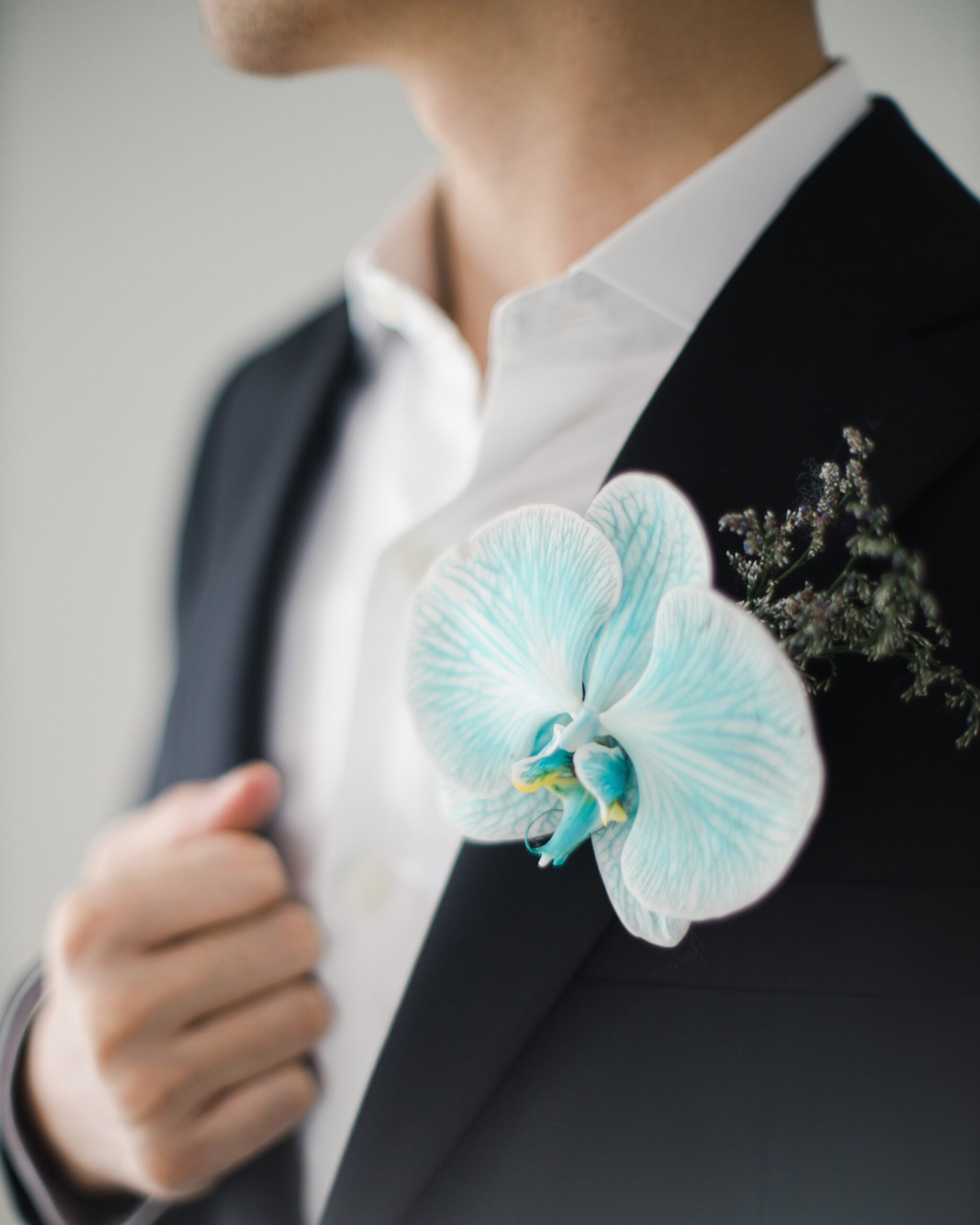 Bleu Orchid Boutonniere