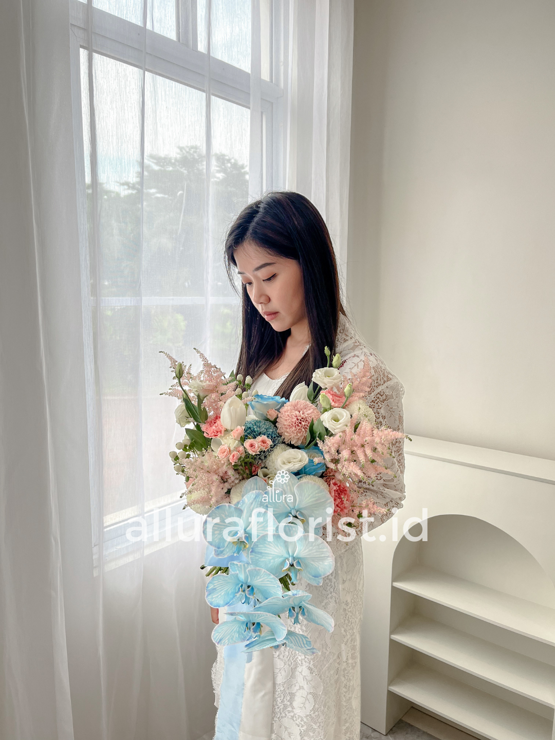 wedding bouquet cascade orchid