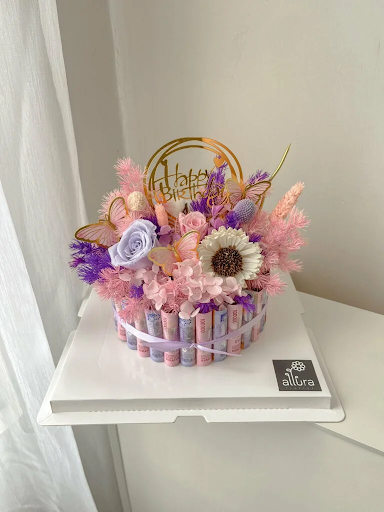 Cuan Tart Lilac Pink Tone buket uang 100 ribu